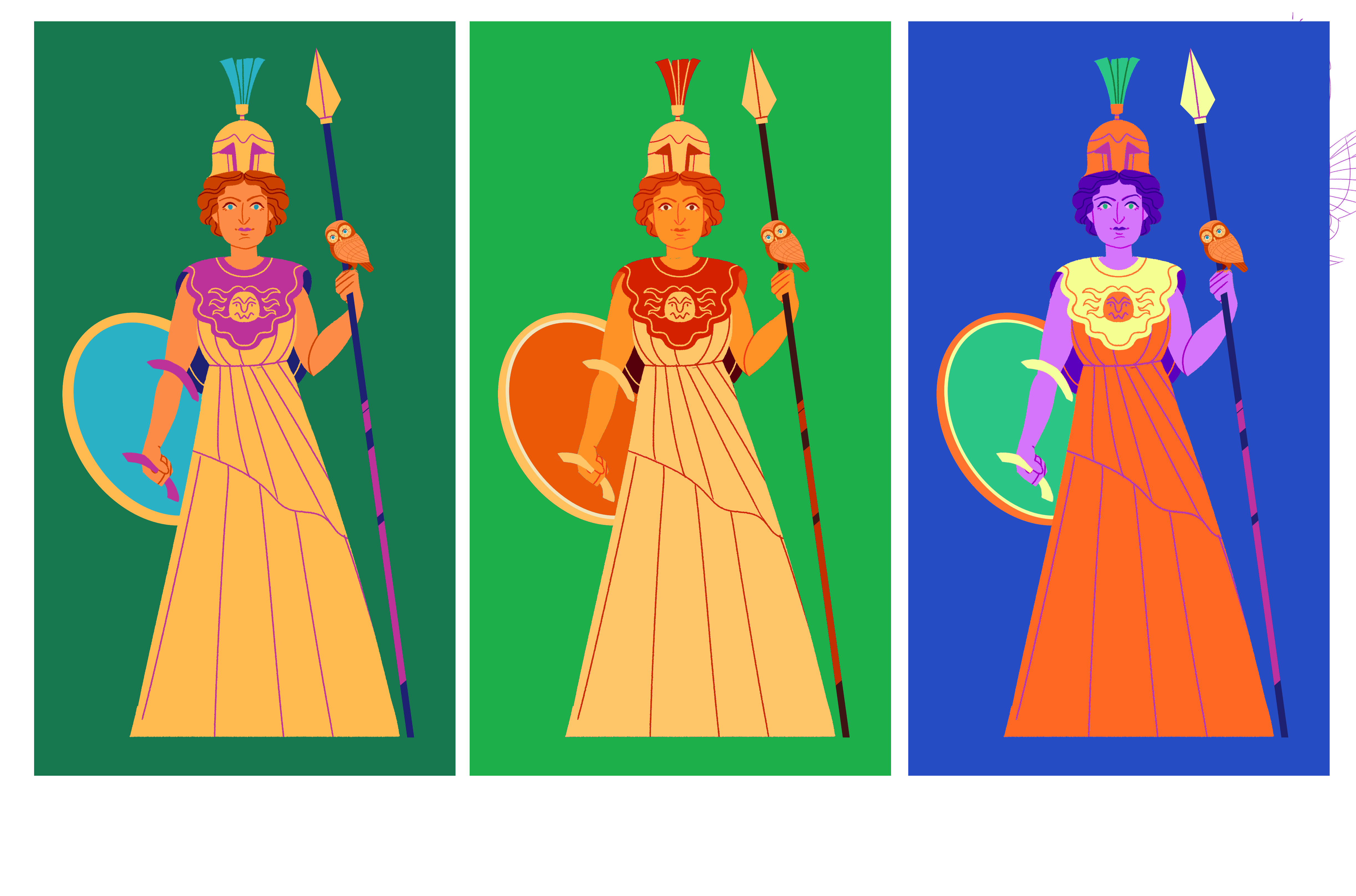 Flora's illustrations of the Goddess Minerva