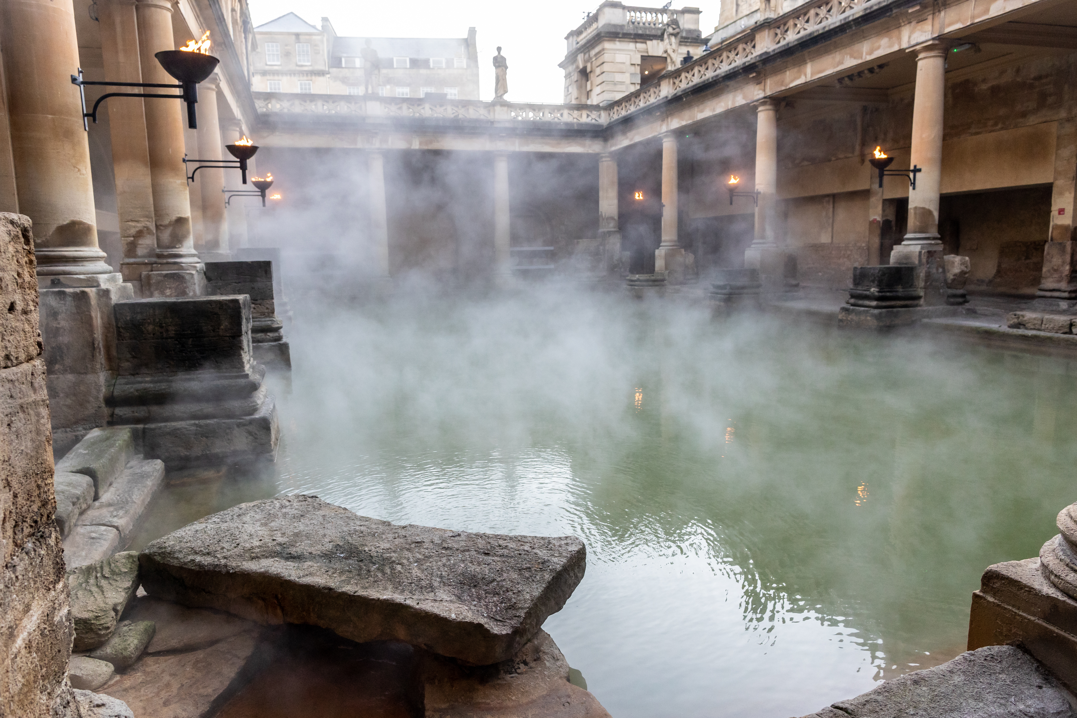 Image: Steam rising up from the Great Bath