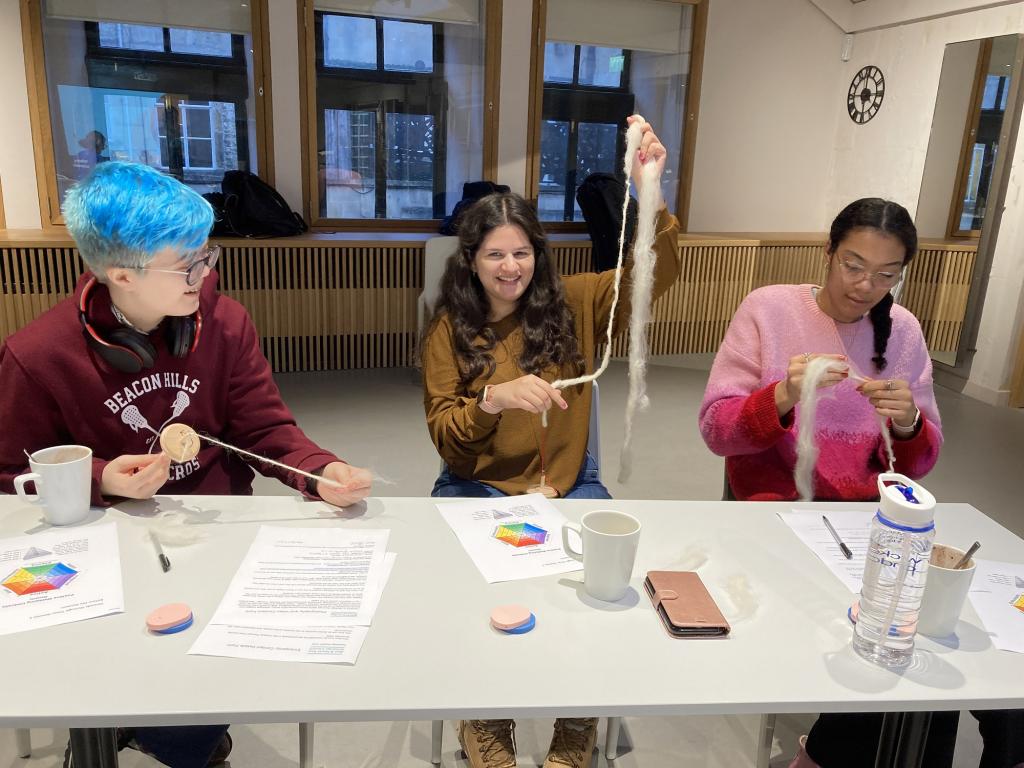 Image: Students taking part in the crafting course