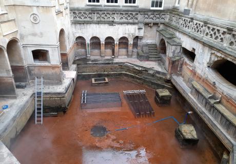 The King's Bath has been drained ready for installation of the energy capture scheme