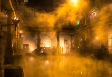 steam rising over Great Bath